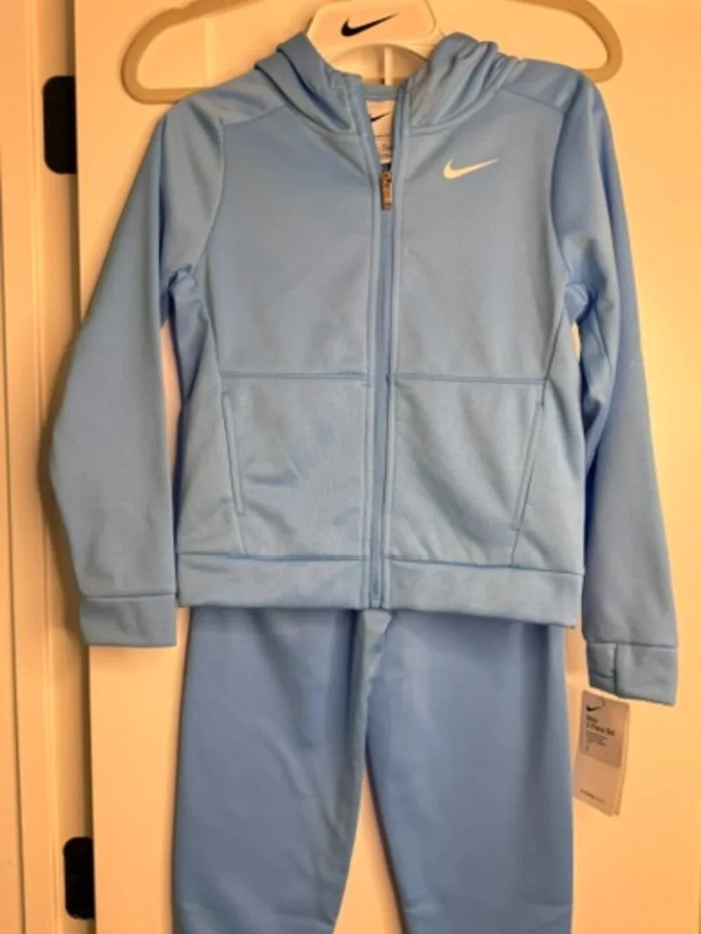 NIKE Kids 2-Piece Tracksuit Set Blue Full Zip Hoodie Jogger Pants NWT Size 7